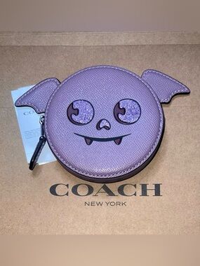 COACH Purple Halloween Bat Coin Pouch Wallet New with Tags AUTHENTIC